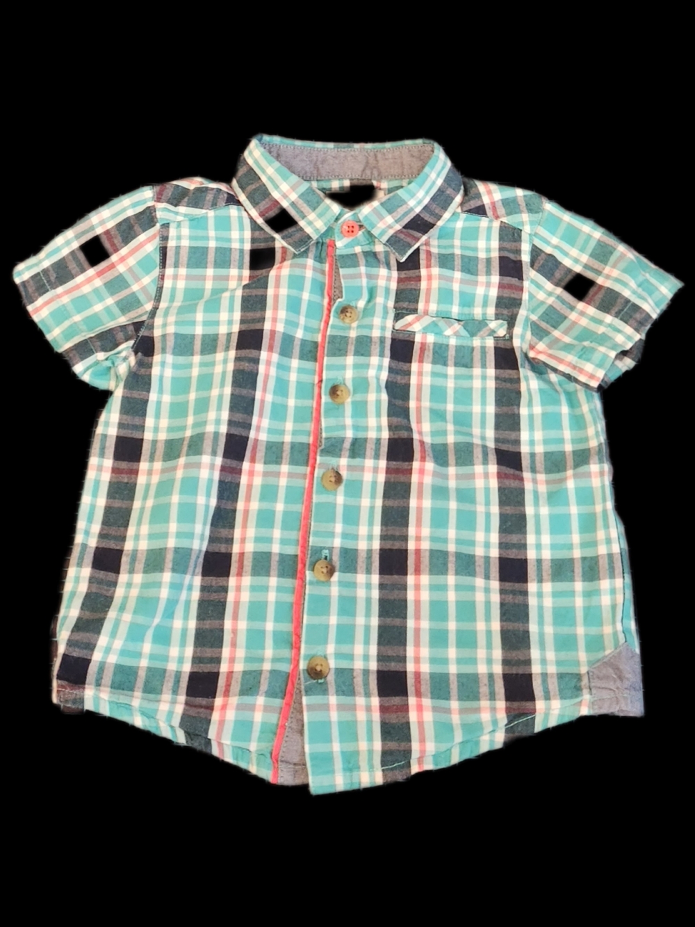 #KCN99 Boys Plaid Button-Front Shirt - Blue & Teal
